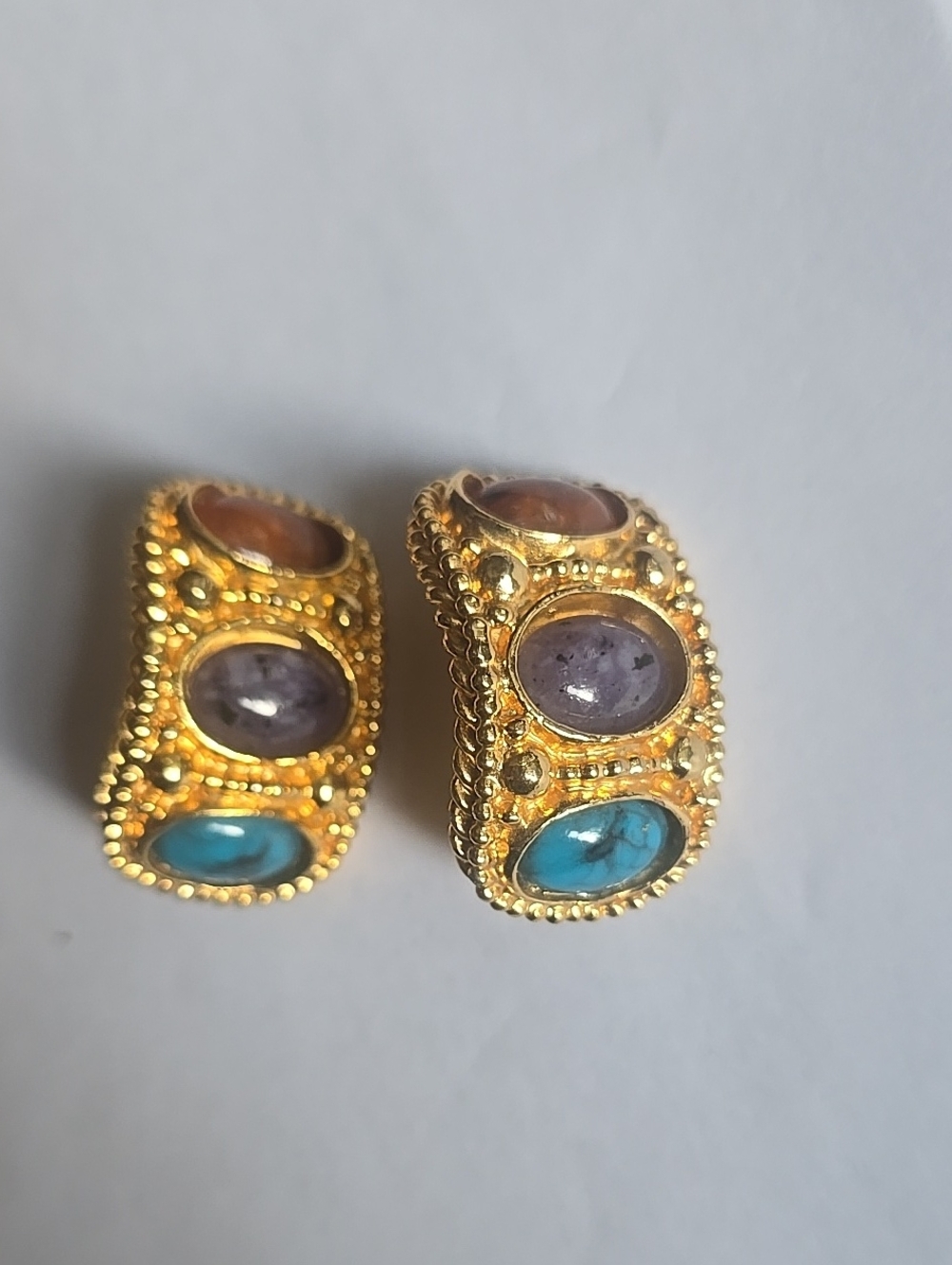 Gold-Tone Clip On Statement Earrings.